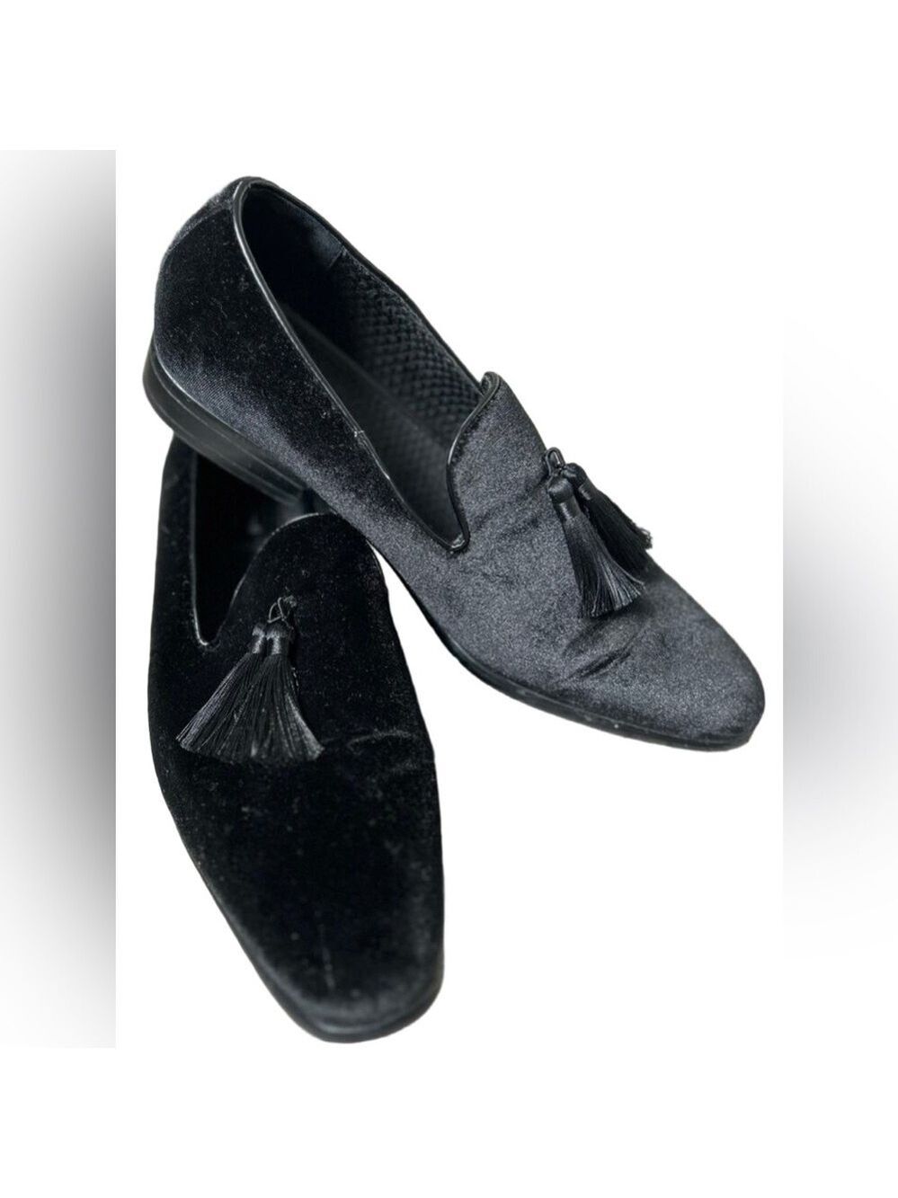 Carlo Morandi Blk Satin & Tassel Dress Formal Smoking Shoes - Size 9.5 D